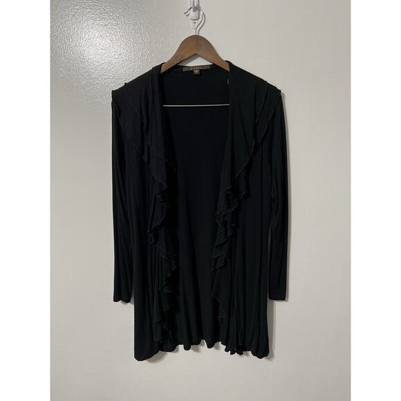 Y2K Black Goth Fairy Ruffle frilly Cardigan Large Whimsigoth Fairygrunge Soft - Picture 9 of 14